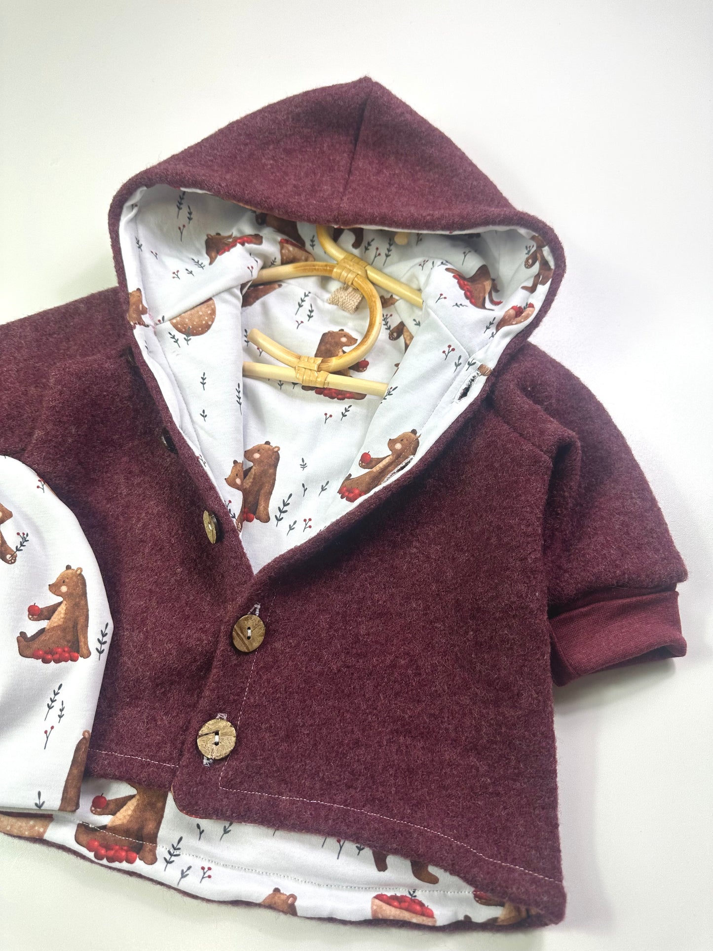 Walkjacke kleiner Bär Bordeaux melange