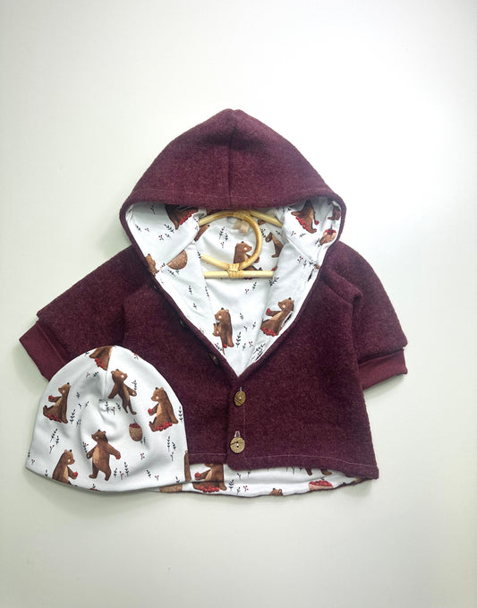 Walkjacke kleiner Bär Bordeaux melange