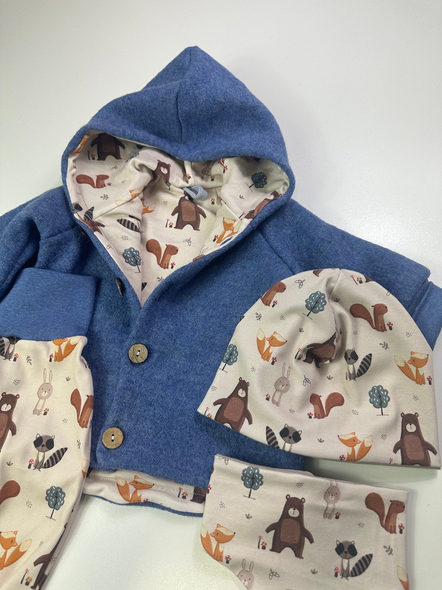 Walkjacke Animal, blau Melange