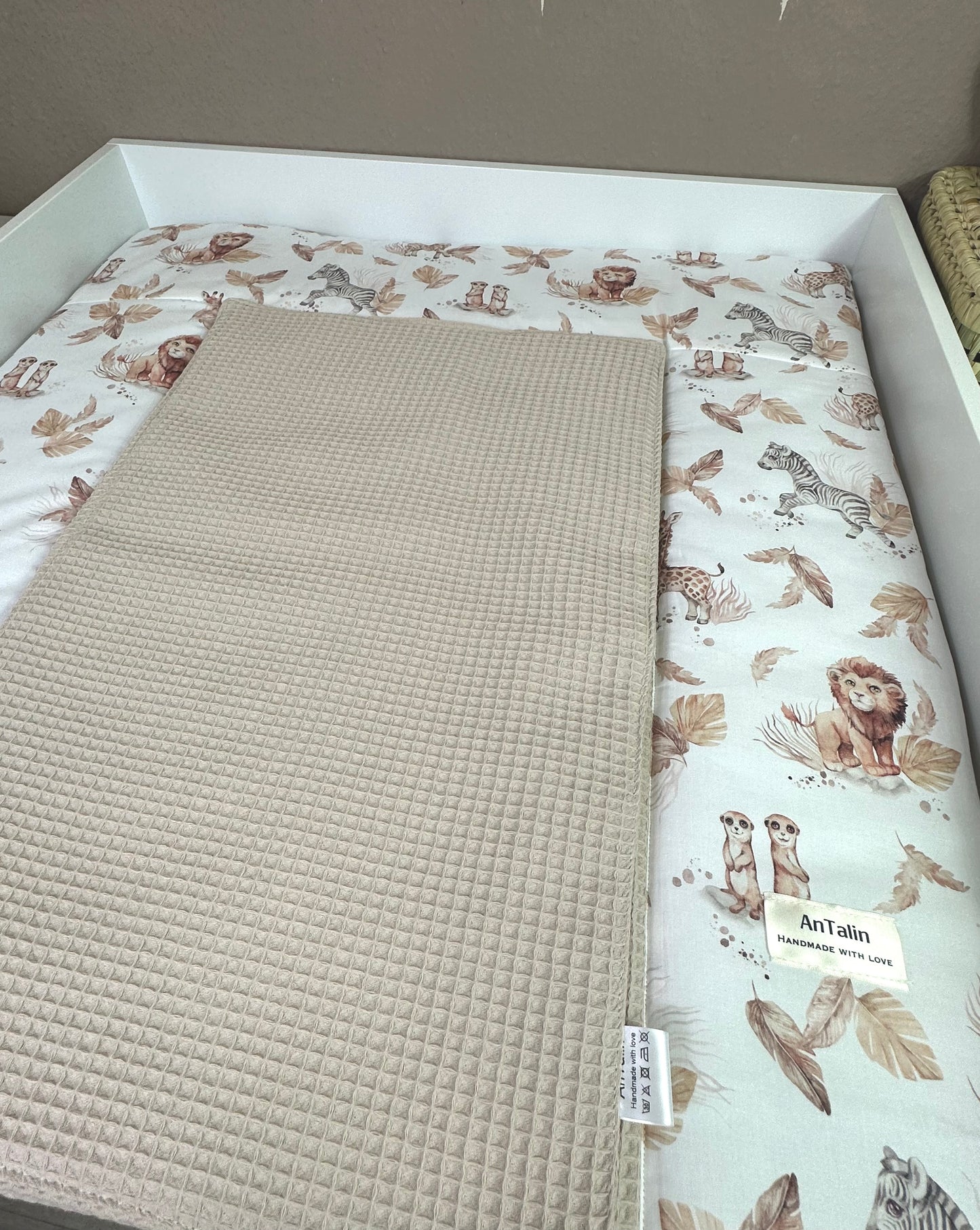 Wickelauflage Safari Waffelpique hell beige