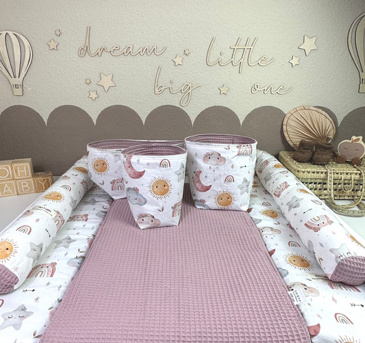 Wickelauflagen Set 5tlg. Boho Baby Girl, Waffelpique altrosa