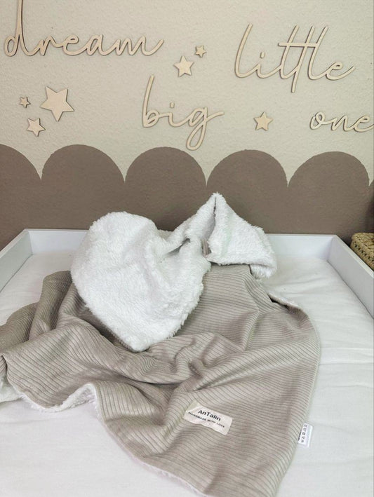 Babydecke Cord beige Teddystoff