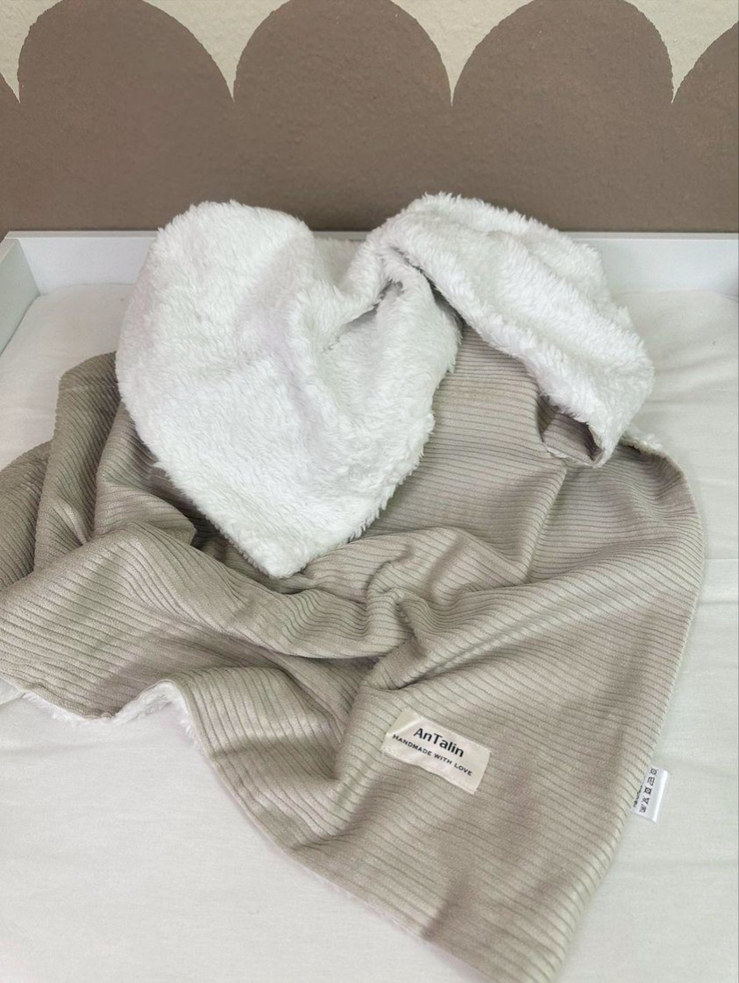 Babydecke Cord beige Teddystoff